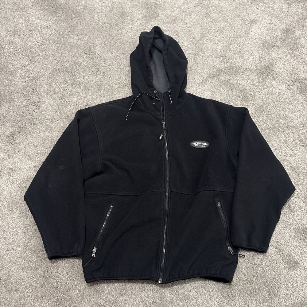 Grundens Jacket Mens Medium Black Fleece Hooded Full Zip Coat Fishing Outdoor